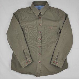 Duluth Trading Co Fleece Lined Work Shirt Women's M Olive Button Up